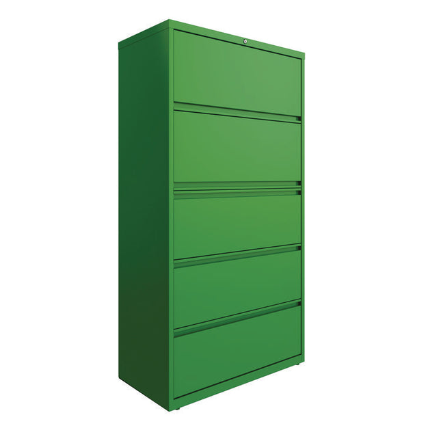 Lateral File, 5 Letter/Legal/A4 -Size File Drawers, Screamin' Green, 36" x 18.63" x 67.63"