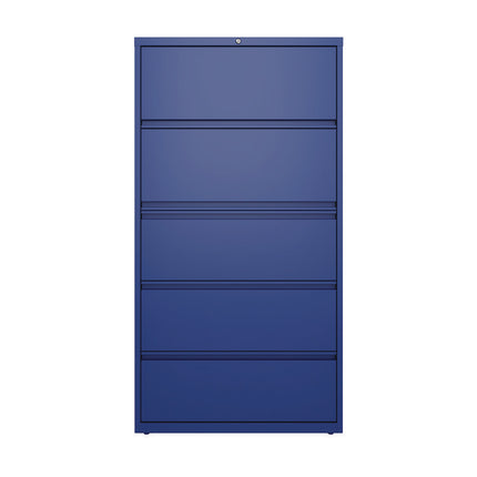 Lateral File, 5 Letter/Legal/A4 -Size File Drawers, Classic Blue, 36" x 18.63" x 67.63"