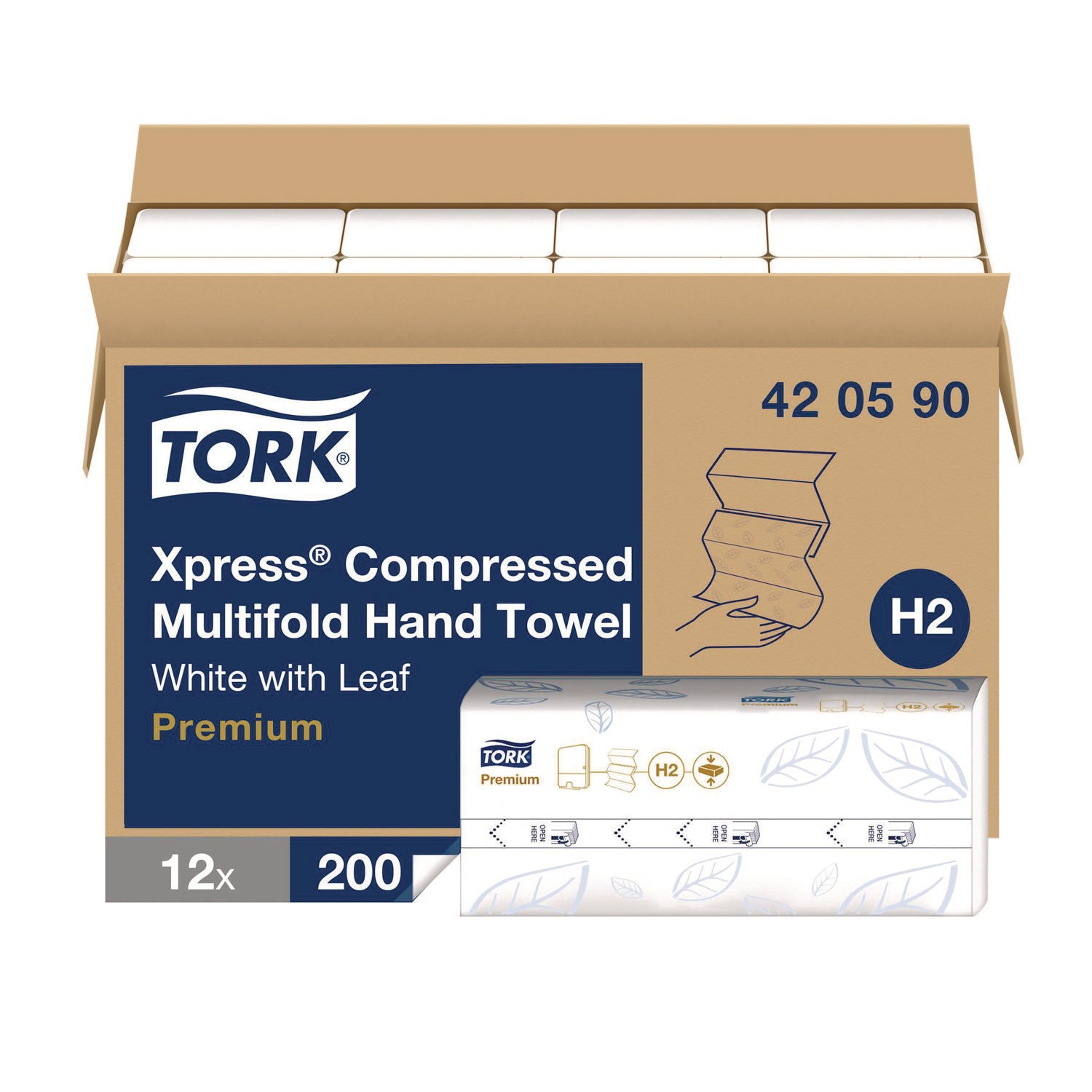 Xpress Compressed Multifold Hand Towels, 1-Ply, 8.3 x 9.45, White, 200/Pack, 12 Packs/Carton