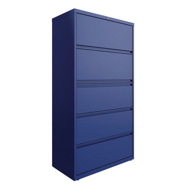 Lateral File, 5 Letter/Legal/A4 -Size File Drawers, Classic Blue, 36" x 18.63" x 67.63"