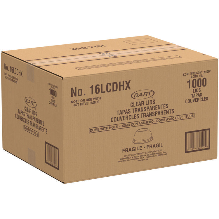 Dome-Top Sundae/Cold Cup Lids, Fits 12 oz to 24 oz Cold Cups, Plastic, Clear, 1,000/Carton