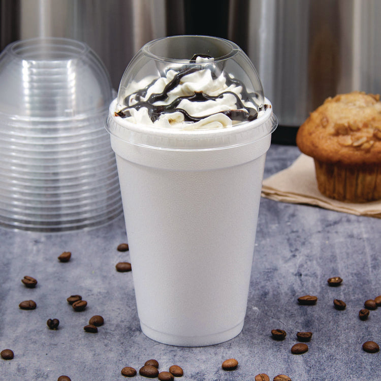 Dome-Top Sundae/Cold Cup Lids, Fits 12 oz to 24 oz Cold Cups, Plastic, Clear, 1,000/Carton