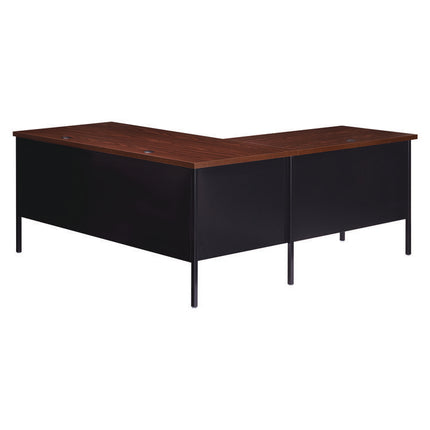 L-Shaped Corner Desk, Left-Hand Return, 72" x 72" x 29.5", Walnut/Black