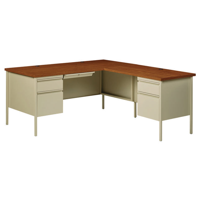 L-Shaped Corner Desk, Right-Hand Return, 72" x 72" x 29.5", Oak/Putty