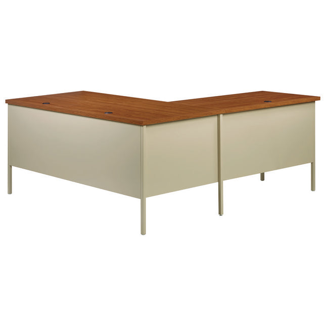 L-Shaped Corner Desk, Left-Hand Return, 72" x 72" x 29.5", Oak/Putty