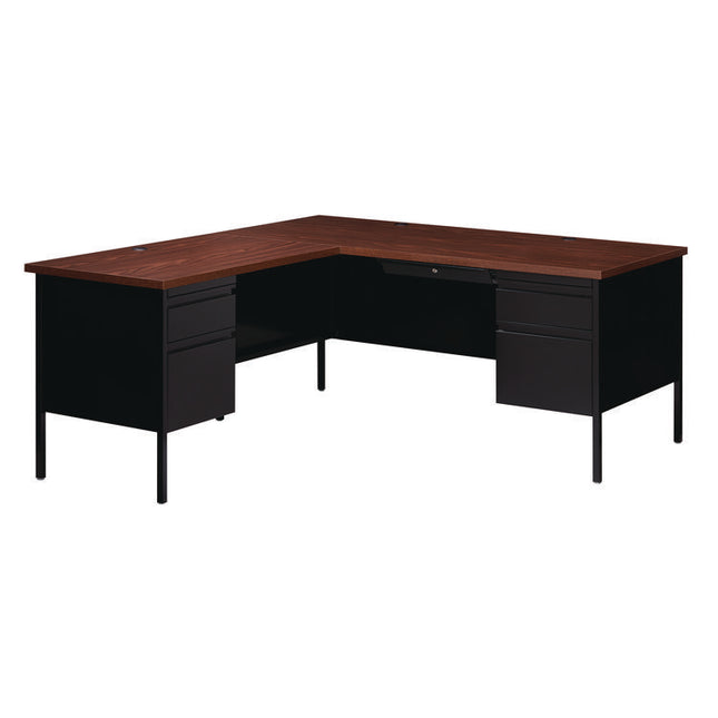 L-Shaped Corner Desk, Left-Hand Return, 72" x 72" x 29.5", Walnut/Black