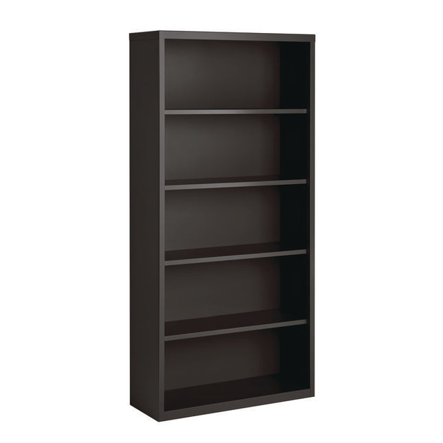 Five-Shelf Metal Bookcase, 34.5" x 13" x 72", Charcoal