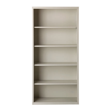 Five-Shelf Metal Bookcase, 34.5" x 13" x 72", Light Gray