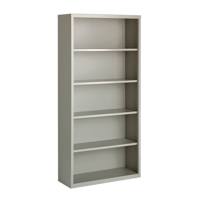 Five-Shelf Metal Bookcase, 34.5" x 13" x 72", Light Gray
