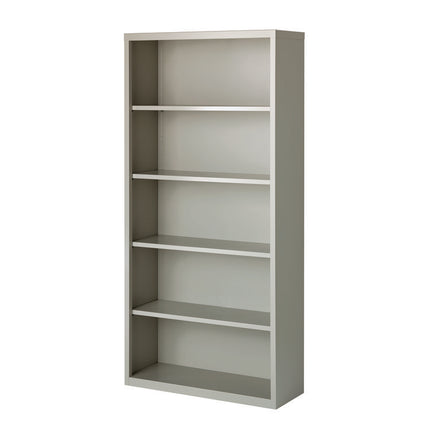 Five-Shelf Metal Bookcase, 34.5" x 13" x 72", Light Gray