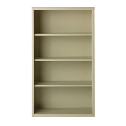 Four-Shelf Metal Bookcase, 34.5" x 13" x 60", Putty