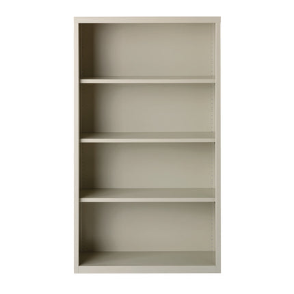 Four-Shelf Metal Bookcase, 34.5" x 13" x 60", Light Gray