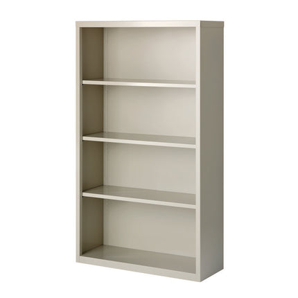 Four-Shelf Metal Bookcase, 34.5" x 13" x 60", Light Gray