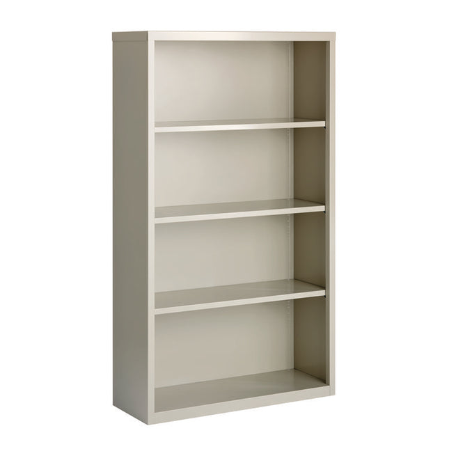 Four-Shelf Metal Bookcase, 34.5" x 13" x 60", Light Gray