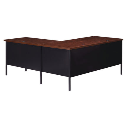 L-Shaped Corner Desk, Right-Hand Return, 72" x 72" x 29.5", Walnut/Black