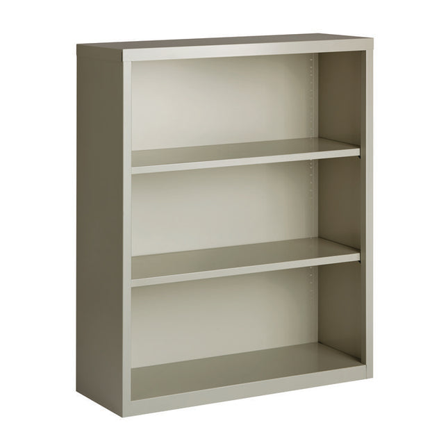 Three-Shelf Metal Bookcase, 34.5" x 13" x 42", Light Gray