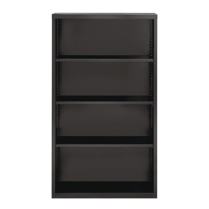 Four-Shelf Metal Bookcase, 34.5" x 13" x 60", Charcoal