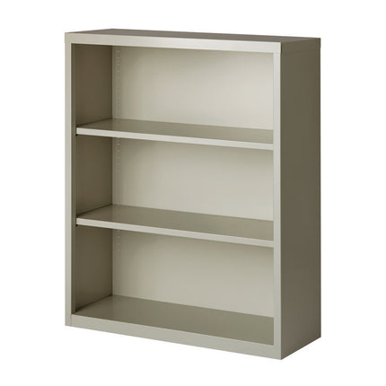 Three-Shelf Metal Bookcase, 34.5" x 13" x 42", Light Gray
