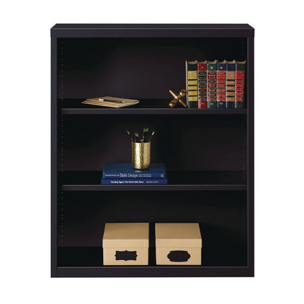 Three-Shelf Metal Bookcase, 34.5" x 13" x 42", Black