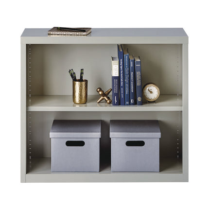 Two-Shelf Metal Bookcase, 34.3" x 13" x 30", Light Gray