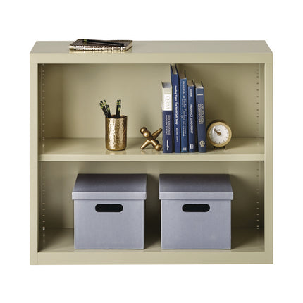 Two-Shelf Metal Bookcase, 34.3" x 13" x 30", Putty