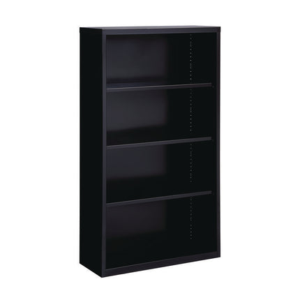 Four-Shelf Metal Bookcase, 34.5" x 13" x 60", Black