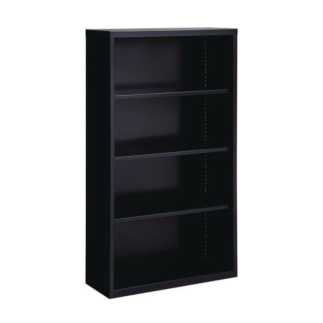 Four-Shelf Metal Bookcase, 34.5" x 13" x 60", Black