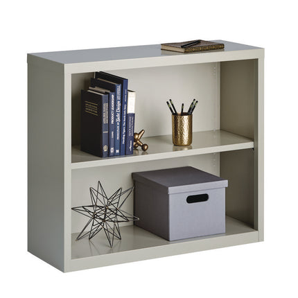 Two-Shelf Metal Bookcase, 34.3" x 13" x 30", Light Gray