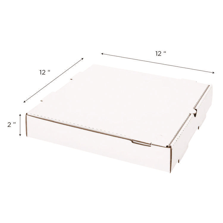 Corrugated Paper Boxes, 12 x 12 x 1.97, White/Brown, 50/Carton