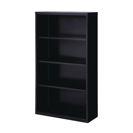 Four-Shelf Metal Bookcase, 34.5" x 13" x 60", Black