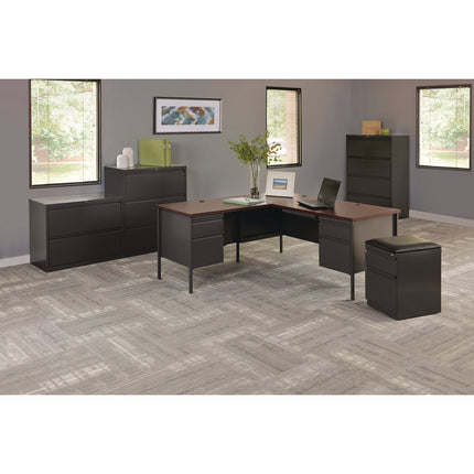 L-Shaped Corner Desk, Left-Hand Return, 72" x 72" x 29.5", Mahogany/Charcoal