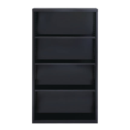 Four-Shelf Metal Bookcase, 34.5" x 13" x 60", Black