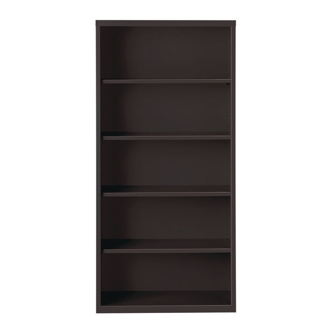 Five-Shelf Metal Bookcase, 34.5" x 13" x 72", Black