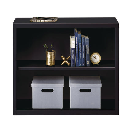 Two-Shelf Metal Bookcase, 34.3" x 13" x 30", Black