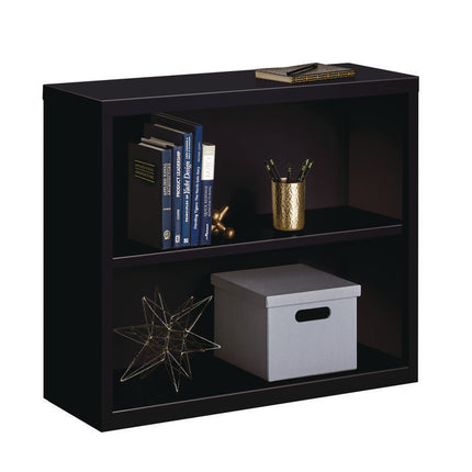 Two-Shelf Metal Bookcase, 34.3" x 13" x 30", Black