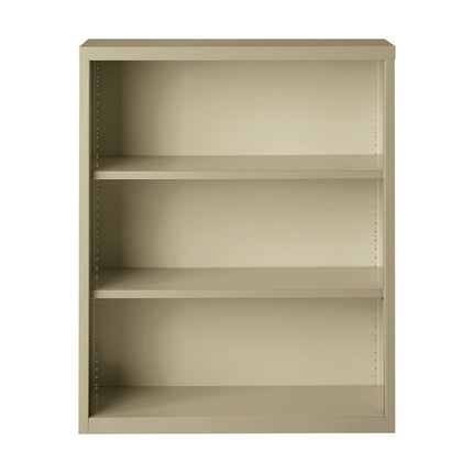Three-Shelf Metal Bookcase, 34.5" x 13" x 42", Putty