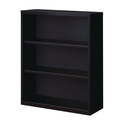 Three-Shelf Metal Bookcase, 34.5" x 13" x 42", Black