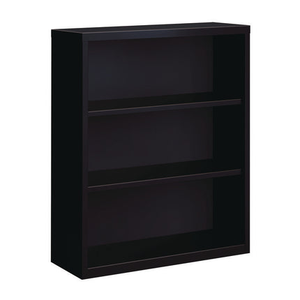 Three-Shelf Metal Bookcase, 34.5" x 13" x 42", Black
