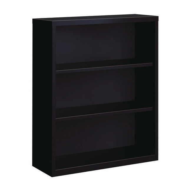 Three-Shelf Metal Bookcase, 34.5" x 13" x 42", Black