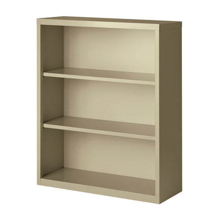 Three-Shelf Metal Bookcase, 34.5" x 13" x 42", Putty