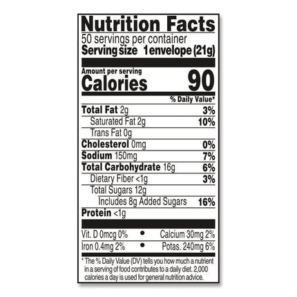 Hot Cocoa Mix, Regular, 0.73 oz. Packets, 50 Packets/Box