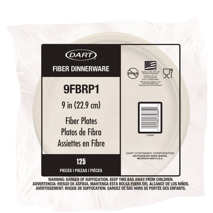 Compostable Molded Fiber Dinnerware, ProPlanet Seal, Plate, 9" dia, Natural, 500/Carton