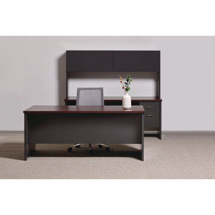 Executive Double Pedestal Steel Desks., 60" x 30" x 29.5", Mahogany/Charcoal