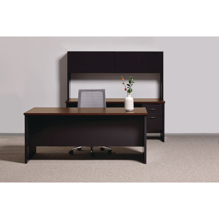 Executive Double Pedestal Steel Desks., 60" x 30" x 29.5", Walnut/Black