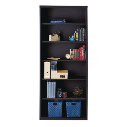 Six-Shelf Metal Bookcase, 34.5" x 13" x 82", Black
