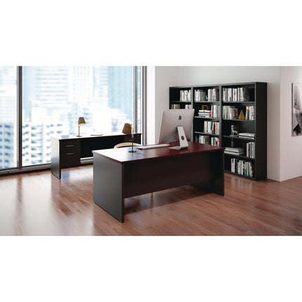 Executive Double Pedestal Steel Desks., 60" x 30" x 29.5", Mahogany/Charcoal