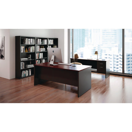 Executive Double Pedestal Steel Desks., 60" x 30" x 29.5", Mahogany/Charcoal