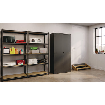 Jan/San Storage Cabinet, (3) Adjustable Half-Width Shelves, 36" x 18" x 80.5", Black