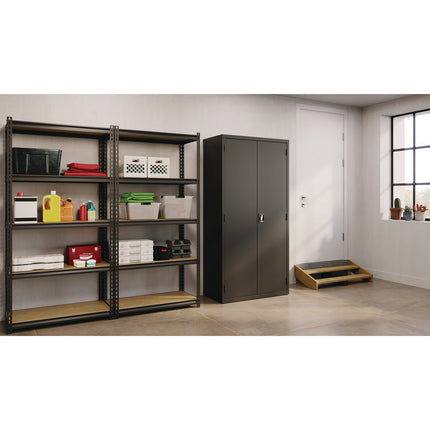 Wardrobe Combo Cabinet, (1) Half-Width Rod, (3) Adjustable Half Shelves, (1) Fixed Full Shelf, 36" x 18" x 80.5", Black