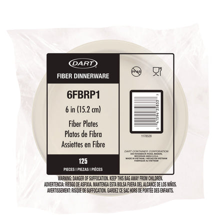 Compostable Molded Fiber Dinnerware, ProPlanet Seal, Plate, 6" dia, Natural, 1,000/Carton